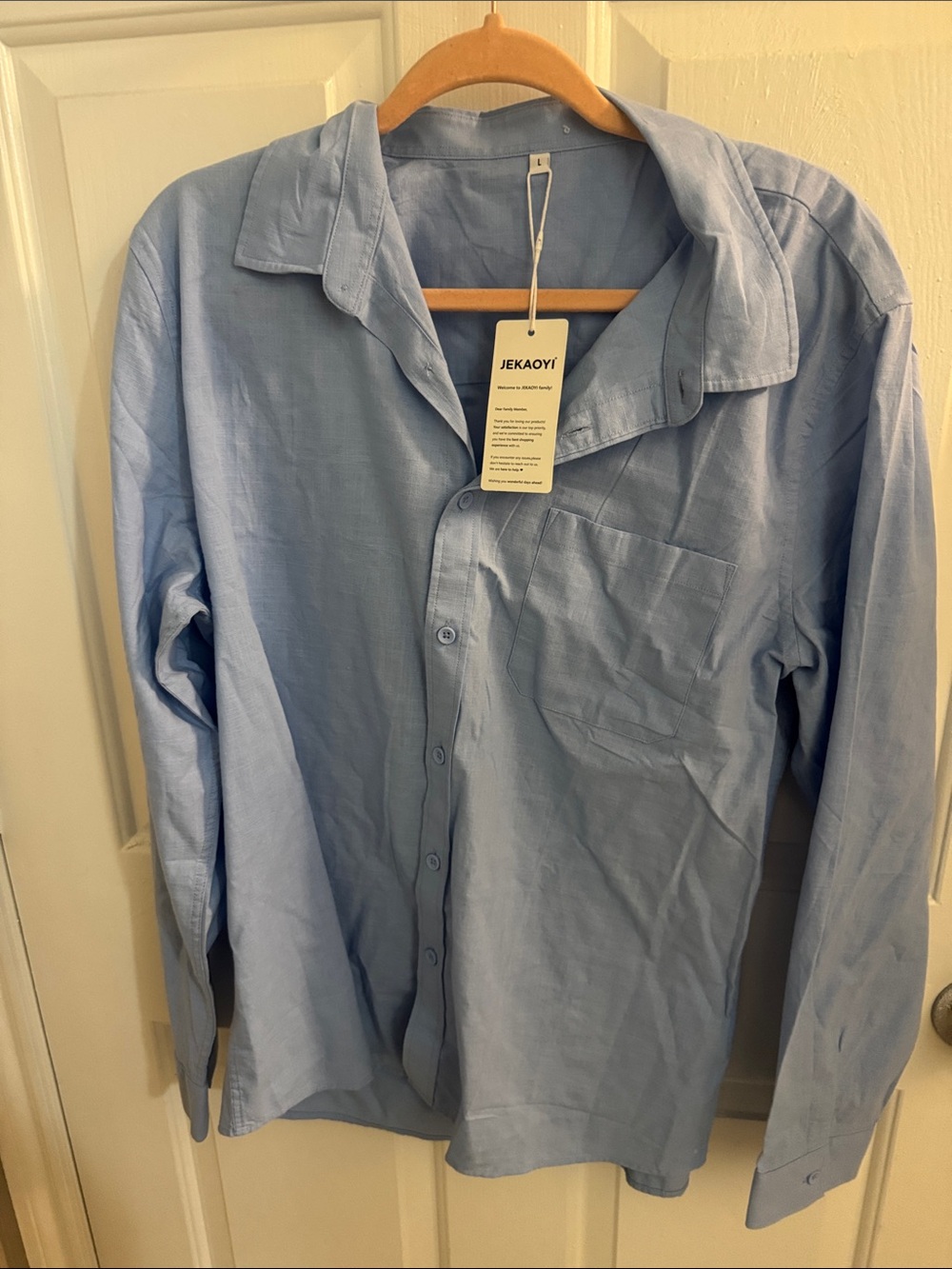 Men's Light Blue Casual Button-Down Shirt